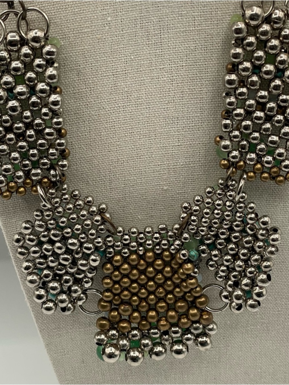 Anthropologie Green and Turquoise Beaded Statement Necklace - Picture 4 of 9